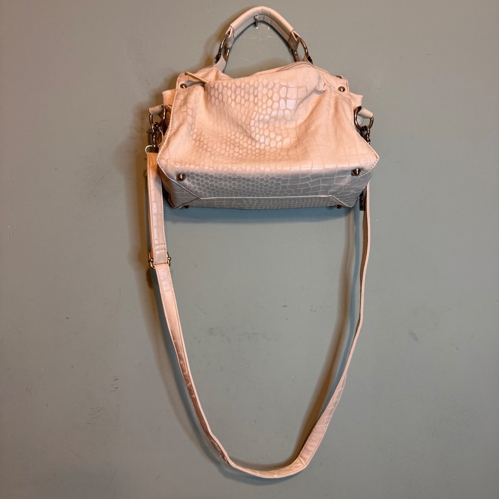 $3 BUNDLE ITEM New Culture Faux Crocodile Satchel Handbag Cream White